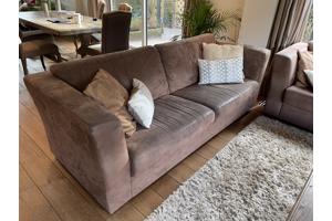 Leuke 3 Zitsbank bruine Alcantara stof (223 cm)