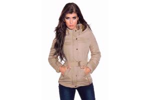 Winterjas met afneembare capuchon, beige, Maat M (nieuw)