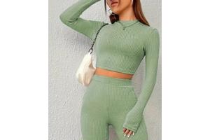 Crop top mintgroen lange mouwen XXL