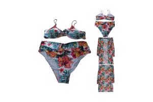 3 delig bikini set wit bloemen XXL