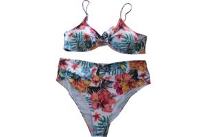 3 delig bikini set wit bloemen XXL