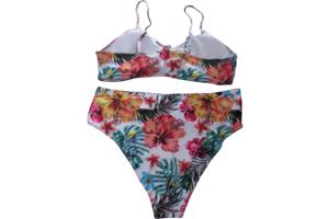 3 delig bikini set wit bloemen XXL