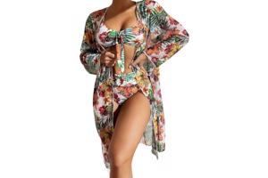 3 delig bikini set wit bloemen XXL