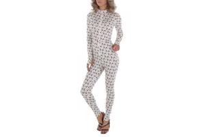 White icy - stretchy - jumpsuit - cream - voorrits L