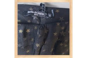 Drole de Copine stretchy zachte sterren broek zwart S/36