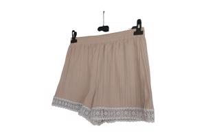 Korte broek beige met wit met kant L