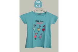 Glo-Story t-shirt flamingo's turquoise 98