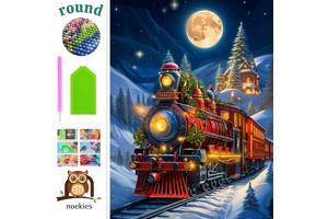 nr 75 Diamond Painting kerst trein 50x40cm (rond)