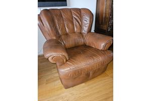 Warmbruin lederen fauteuil