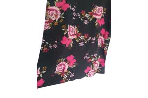 Zomerjurk bloemen zwart roze L