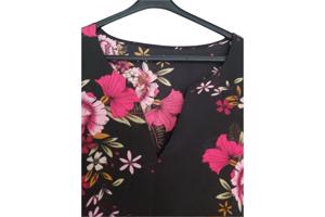 Zomerjurk bloemen zwart roze L