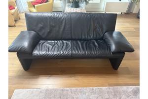 Jori zwart lederen 2,5 zits bank
