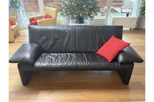 Jori zwart lederen 2,5 zits bank