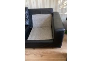 Zwart leren bankstel voor 3 personen