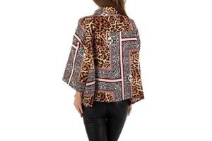 JCL blouse zijde zacht panterprint bruin rood M/L