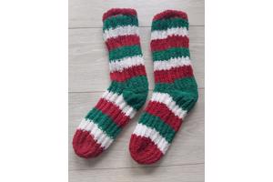 Beau & Caro - warme huis sokken - One Size - groen rood wit
