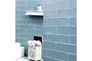 Cifre colonial sky 7,5x30 handvorm blauw visgraat wandtegels