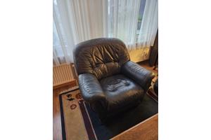 Echt lederen hoekbank met fauteuil