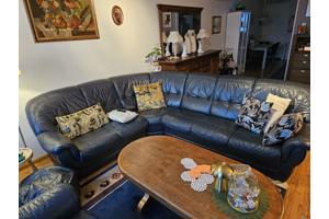 Echt lederen hoekbank met fauteuil