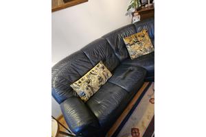 Echt lederen hoekbank met fauteuil