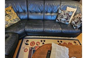 Echt lederen hoekbank met fauteuil