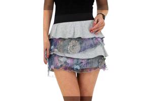 Mini rok met laagjes van kant grijs S/M