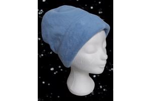 Fleece muts blauw 56/M plat gemeten 28cm hoofd