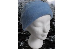 Fleece muts blauw 56/M plat gemeten 28cm hoofd