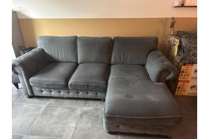 3-zitsbank met longchair antraciet