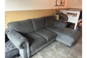 3-zitsbank met longchair antraciet