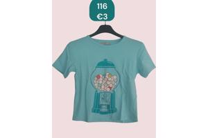 Glo-story t-shirt snoepmachine turquoise 116