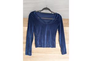 Fluwelen glanzende top blauw S