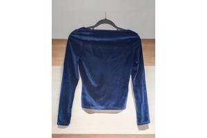 Fluwelen glanzende top blauw S