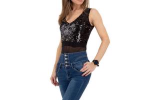 Glo-Story glitter lovers body zwart M/L