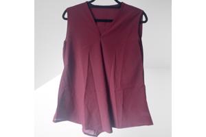 Luchtig mouwloos effen shirt bordeaux rood M/38