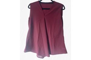 Luchtig mouwloos effen shirt bordeaux rood M/38