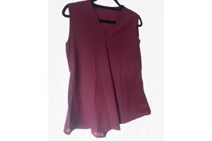 Luchtig mouwloos effen shirt bordeaux rood M/38