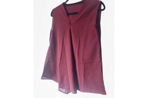 Luchtig mouwloos effen shirt bordeaux rood M/38