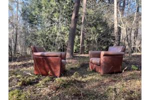 2 Leren fauteuils