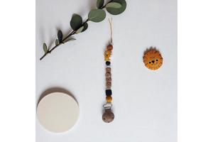 Gepersonaliseerde naam speenkoord oranje leeuwtje