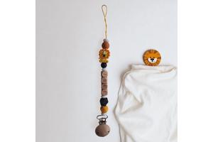 Gepersonaliseerde naam speenkoord oranje leeuwtje