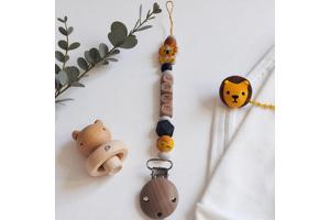 Gepersonaliseerde naam speenkoord oranje leeuwtje