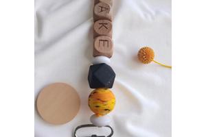 Gepersonaliseerde naam speenkoord oranje leeuwtje