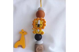 Gepersonaliseerde naam speenkoord oranje leeuwtje