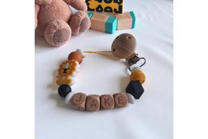 Gepersonaliseerde naam speenkoord oranje leeuwtje