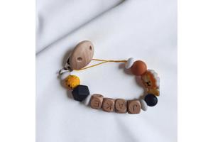 Gepersonaliseerde naam speenkoord oranje leeuwtje