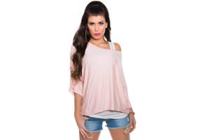 2in1 shirt wit/zwart, zwart/wit of roze/wit,  1 maat (nieuw)