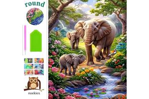 nr 80 Diamond Painting Olifant meerkleurig 50x40cm (rond)