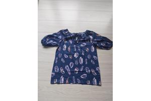 T-shirt marineblauw veren opdruk L