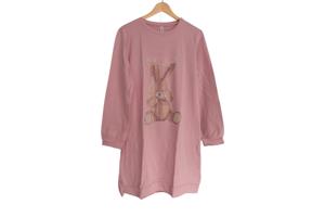 Sweat jurk strass steentjes roze L/XL